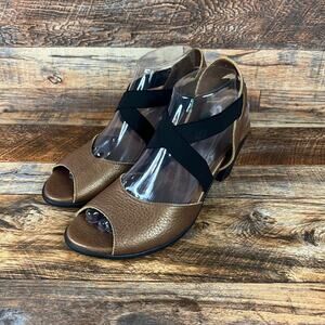 Arche Bronze Metallic Strappy Leather Heeled Comfort Sandals Women's 39 US 9.5